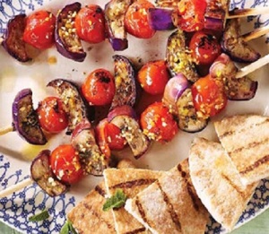 Mediterranean-style eating Eggplant Souvlaki 